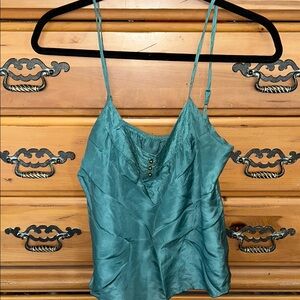 Elegant Teal Satin Women's Top